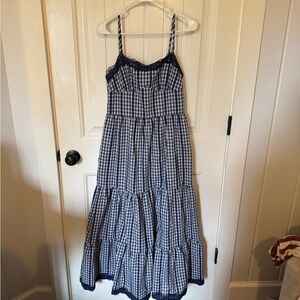 NWT Blue Gingham Maxi Dress